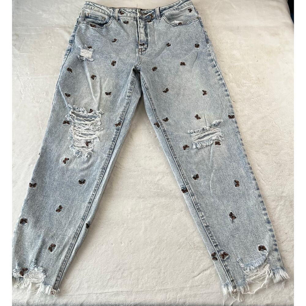 Material Girl Butterfly Embroidered Jeans Junior Women's size 13 - Picture 2 of 9